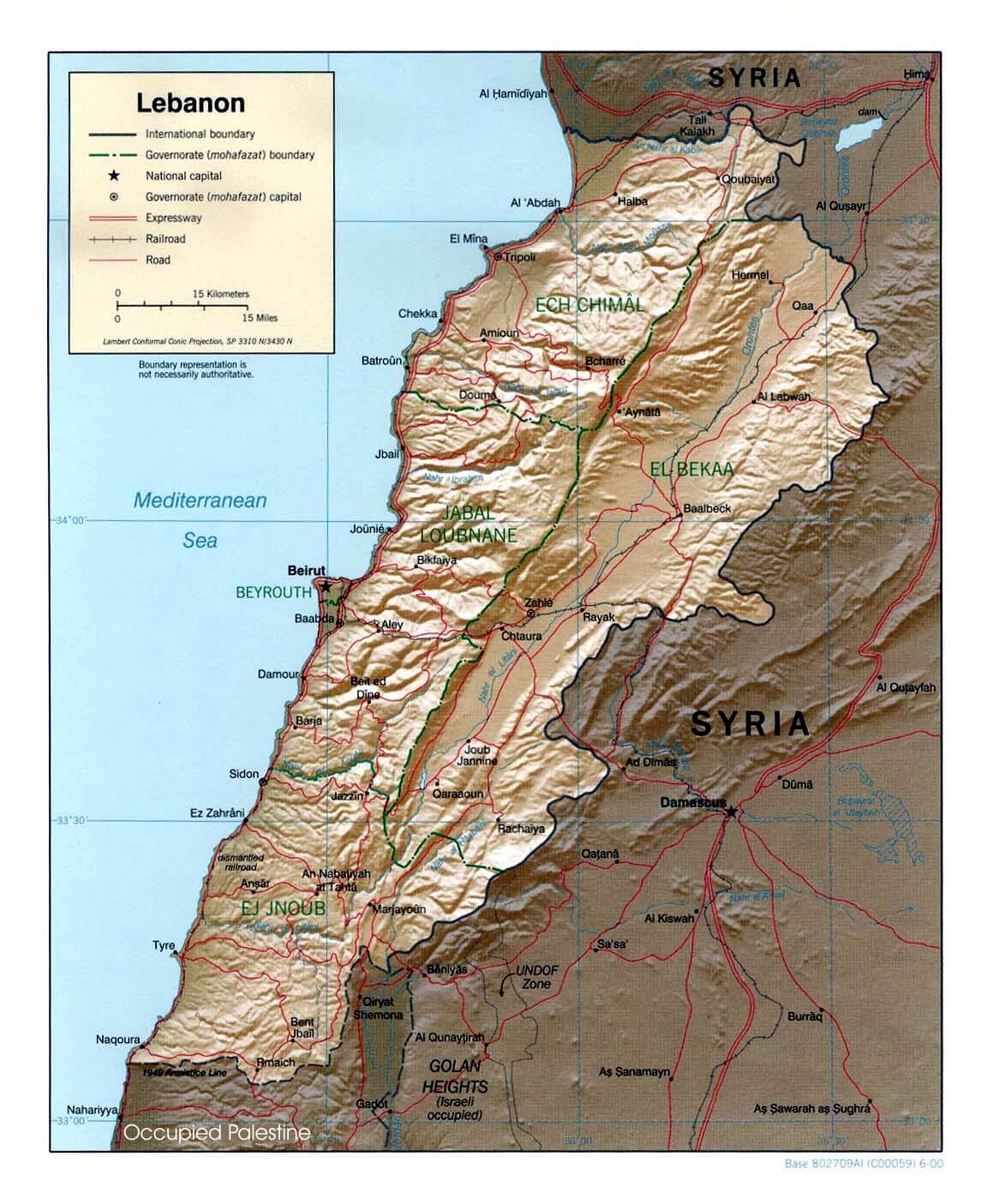 libanon linderung karte
